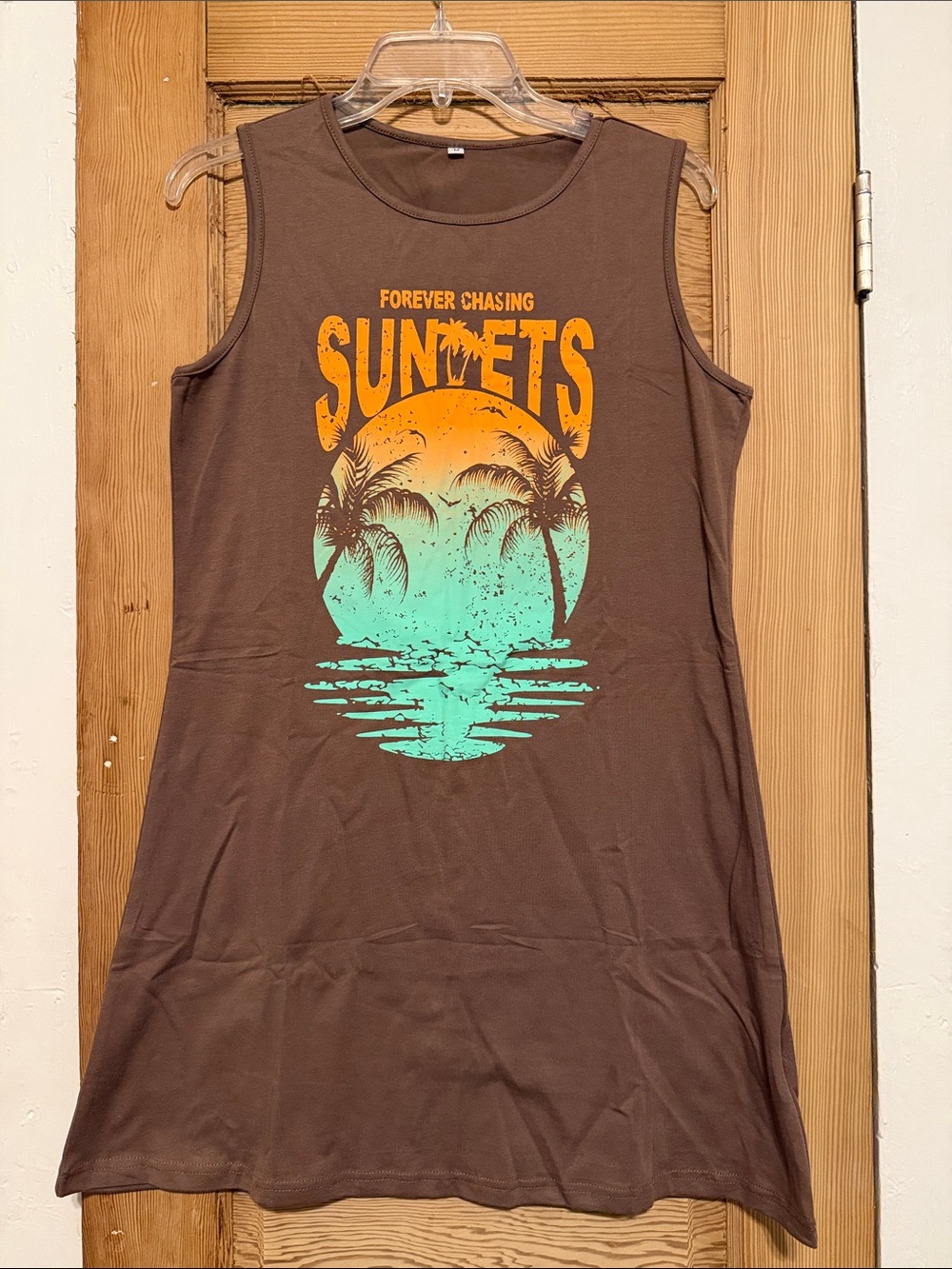 Forever Chasing Sunsets Brown Sleeveless Tank Dress